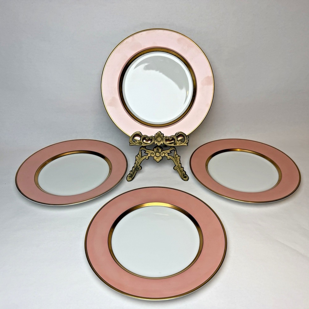 Fitz and Floyd Renaissance Peach Salad Desert Plate Set of 4 Gold Rim Japan 7.5"
